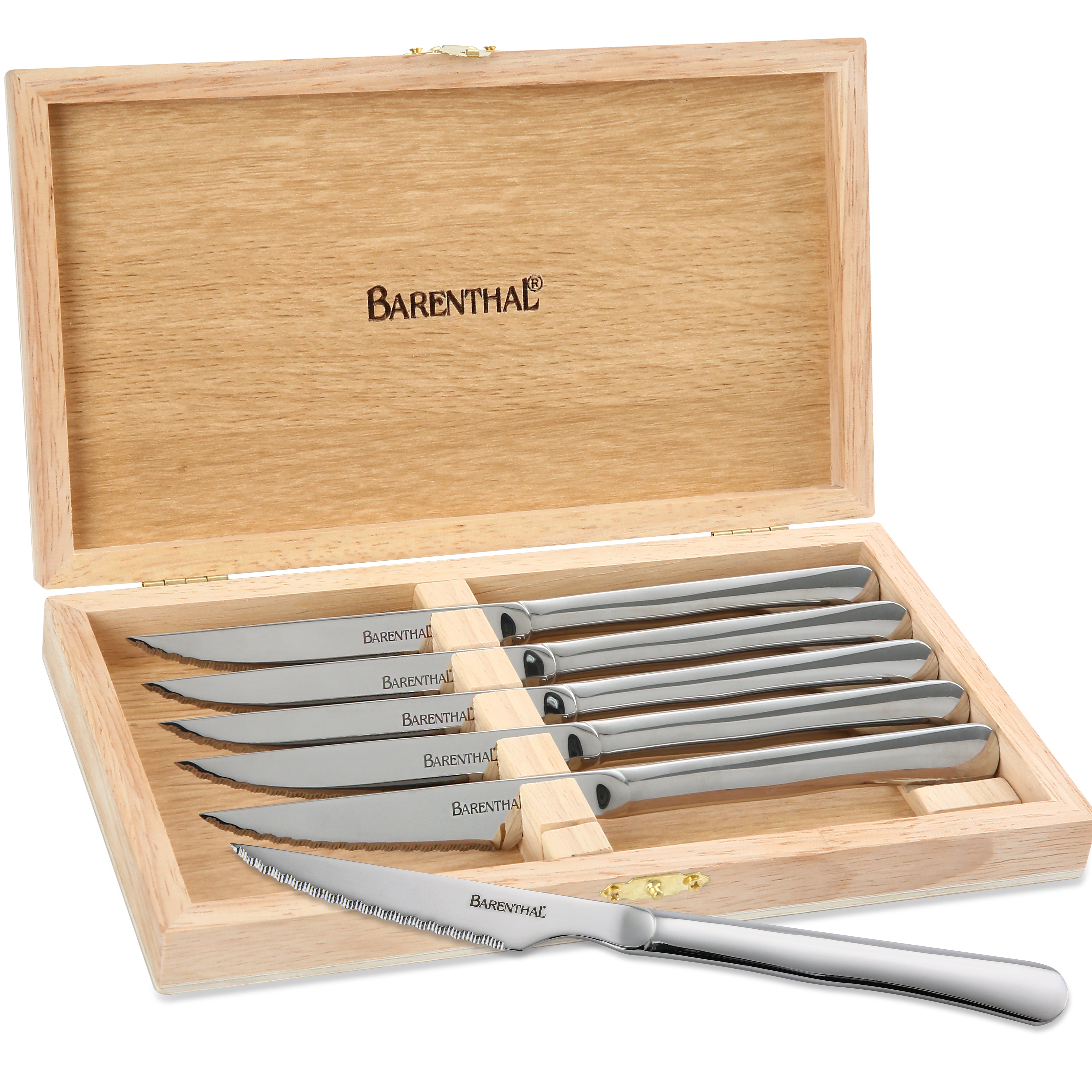 6pc Steak Knife Set with Wooden Storage Chest