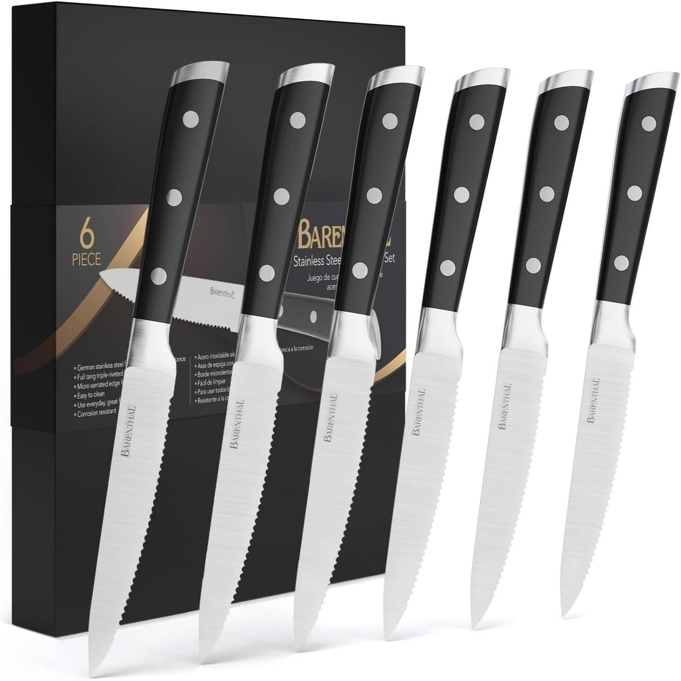 6 Pieces German Stainless Steel Serrated  classic Steak Knife Set