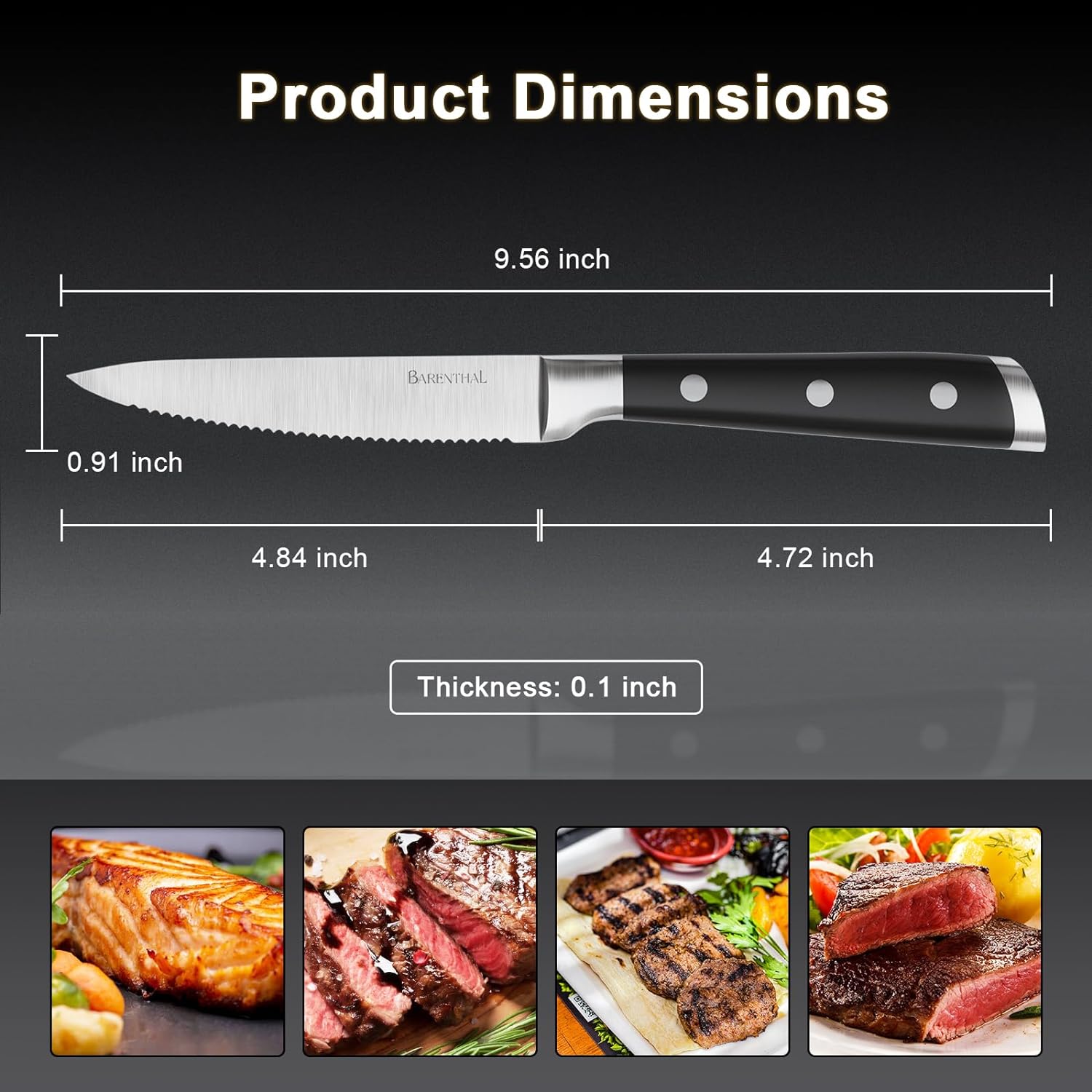 6 Pieces German Stainless Steel Serrated  classic Steak Knife Set